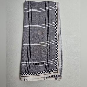 VINTAGE RENOMA GRAY/WHITE MEN'S POCKET SQUARE COTTON 17.5"